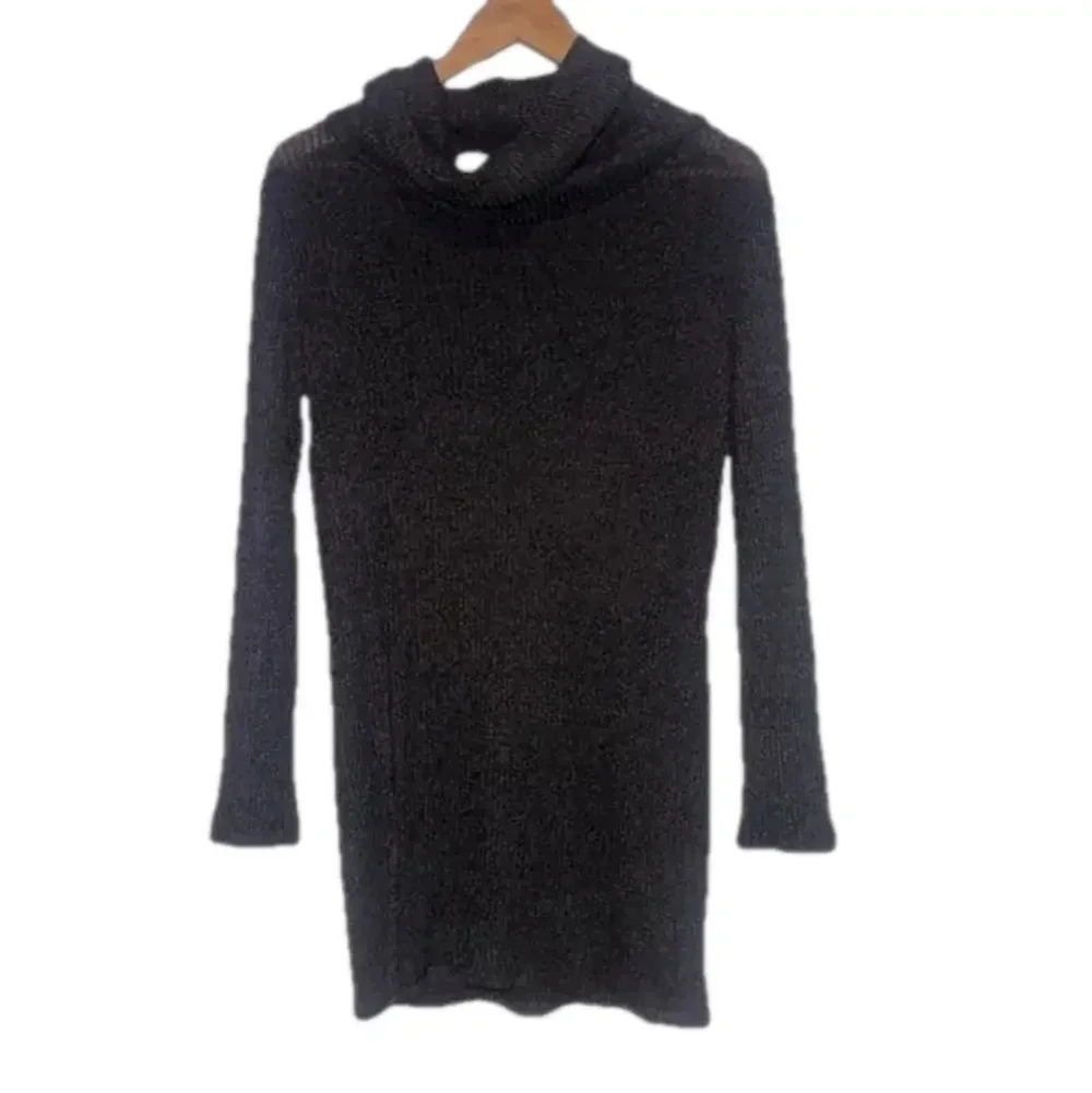 ASTR the Label Hi-Slit‎ Cowl Neck Sweater Tunic Dark Grey Large REVOLVE